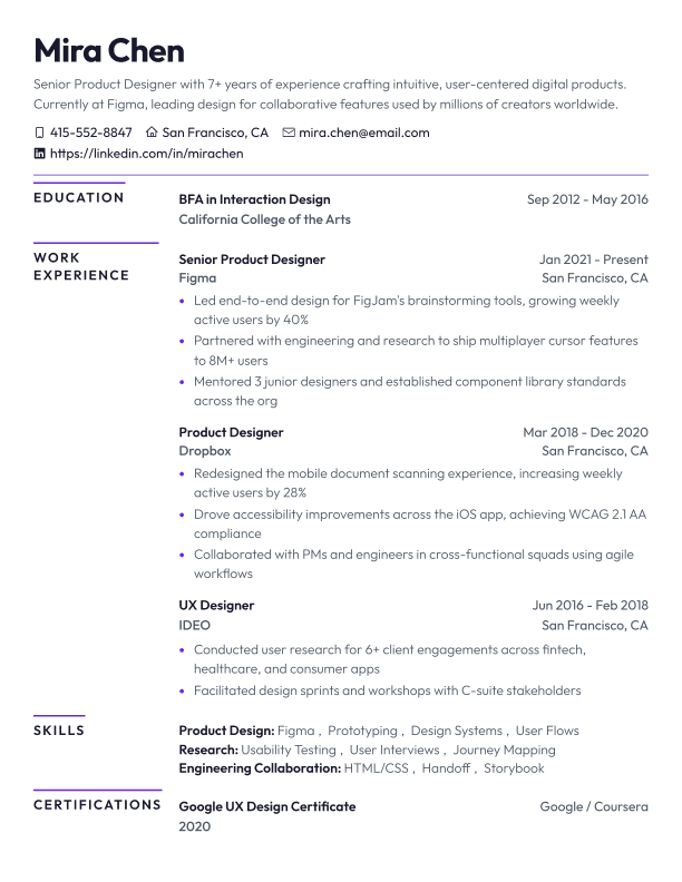 Ledger resume template